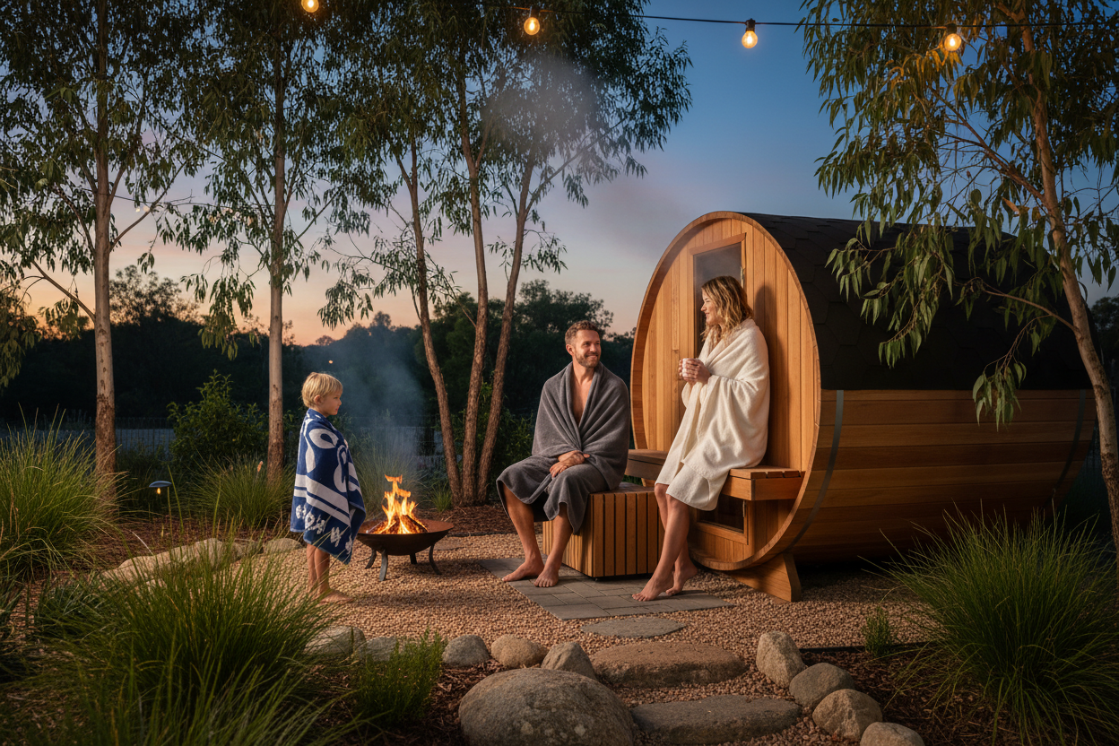 Evening sauna session with steam