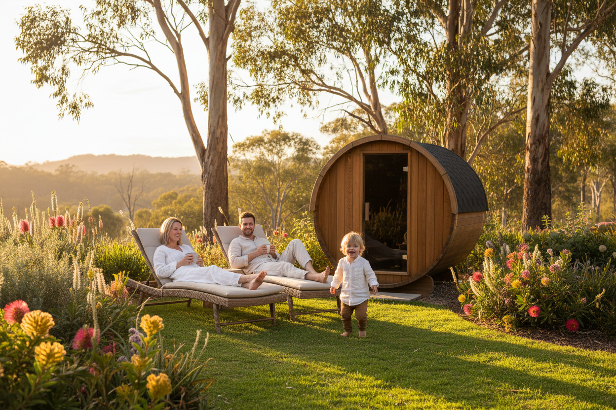 Parents relaxing while child plays